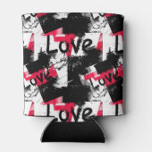 Zwart-wit met rode vlekken liefdespatroon blikjeskoeler (Achterkant)