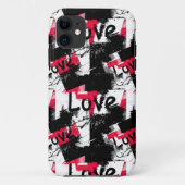 Zwart-wit met rode vlekken liefdespatroon Case-Mate iPhone case (Achterkant)