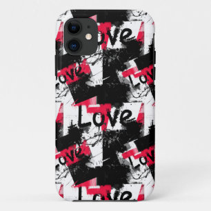 Zwart-wit met rode vlekken liefdespatroon Case-Mate iPhone case