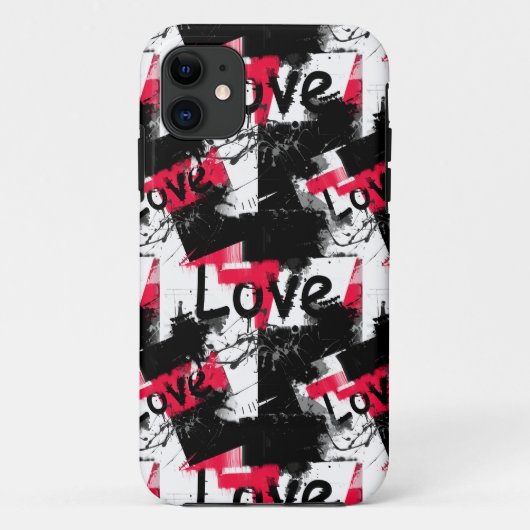 Zwart-wit met rode vlekken liefdespatroon Case-Mate iPhone case (Achterkant)
