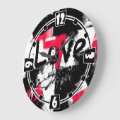 Zwart-wit met rode vlekken liefdespatroon grote klok (Hoek)