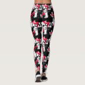 Zwart-wit met rode vlekken liefdespatroon leggings (Achterkant)