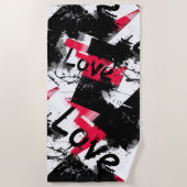 Zwart-wit met rode vlekken liefdespatroon strandlaken (Voorkant)