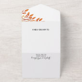 Zwart-wit met roest herfst bladeren bruiloft all in one uitnodiging (Buitenkant)