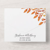 Zwart-wit met roest herfst bladeren bruiloft all in one uitnodiging (Achterkant)