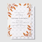 Zwart-wit met roest herfst bladeren bruiloft vellum uitnodigingen (Offset (Uitnodiging))