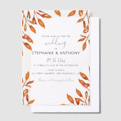 Zwart-wit met roest herfst bladeren bruiloft vellum uitnodigingen (Offset)