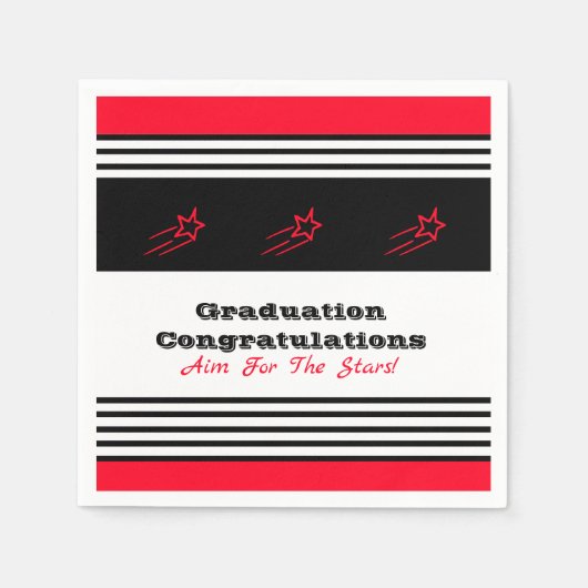 Zwart-wit met rood sterritpapier servet (Voorkant)