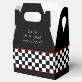 Zwart wit met rood symbolisch ontwerp bedankdoosjes (Geopend)