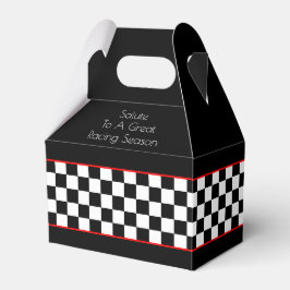 Zwart wit met rood symbolisch ontwerp bedankdoosjes