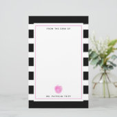 Zwart + wit met roze appel leraar briefpapier (Staand voorkant)