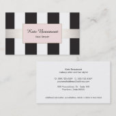 Zwart-wit met roze plaque hair salon visitekaartje (Voorkant / Achterkant)