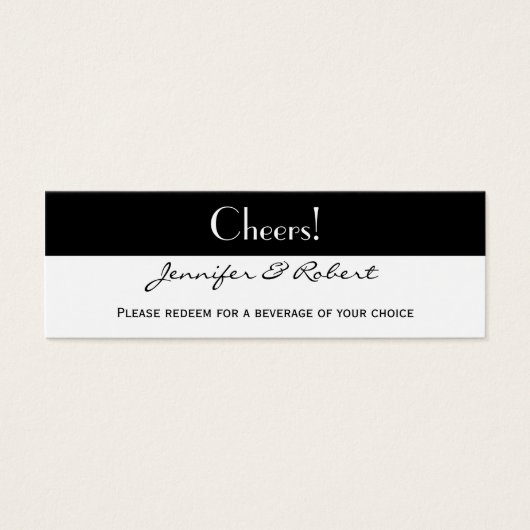 Zwart-wit met Ruby Accent Drink Ticket Mini Visitekaartjes (Voorkant)