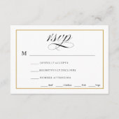 Zwart & Wit met Solid Gold Bruiloft RSVP Kaartje (Achterkant)