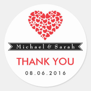 Zwart-wit met Sticker van het Rode Heart Wedding