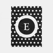 Zwart-wit met stippen en initiaal van naam fleece deken (Voorkant)