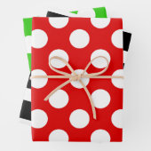 Zwart-wit met streping Green Red Polka Dot Inpakpapier Vel (In situ)