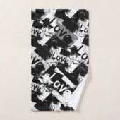 Zwart-wit met vlekken patroon van liefde bad handdoek (Handdoek)
