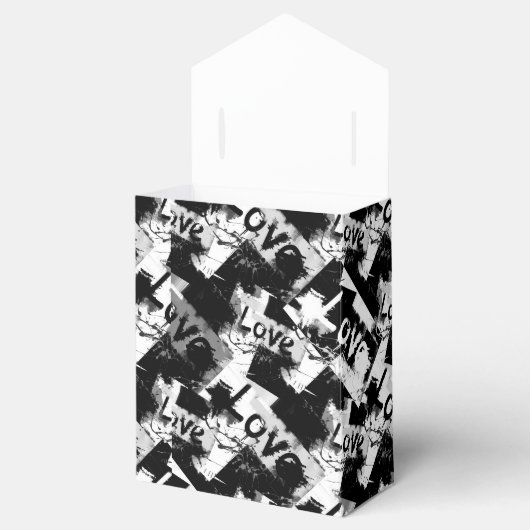 Zwart-wit met vlekken patroon van liefde bedankdoosjes (Geopend)