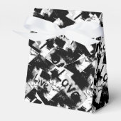 Zwart-wit met vlekken patroon van liefde bedankdoosjes (Voorkant Zijde)