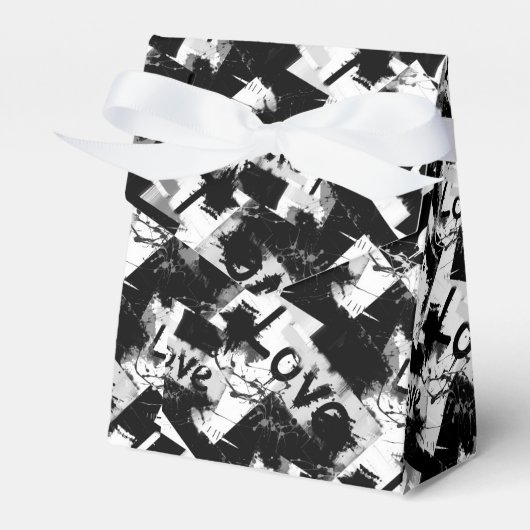 Zwart-wit met vlekken patroon van liefde bedankdoosjes (Voorkant Zijde)