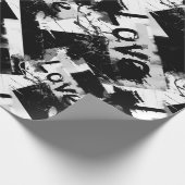 Zwart-wit met vlekken patroon van liefde cadeaupapier (Hoek)
