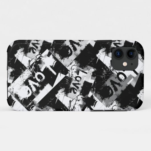 Zwart-wit met vlekken patroon van liefde Case-Mate iPhone case (Achterkant (horizontaal))