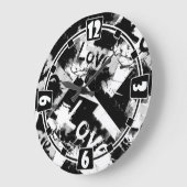 Zwart-wit met vlekken patroon van liefde grote klok (Hoek)
