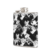 Zwart-wit met vlekken patroon van liefde heupfles (Links)