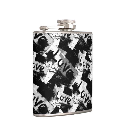 Zwart-wit met vlekken patroon van liefde heupfles (Rechts)