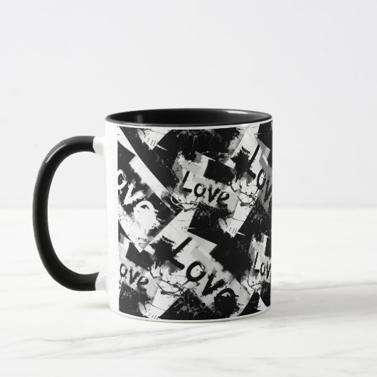 Zwart-wit met vlekken patroon van liefde mok (Links)