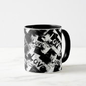 Zwart-wit met vlekken patroon van liefde mok (Voorkant rechts)