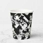 Zwart-wit met vlekken patroon van liefde papieren bekers (Achterkant)