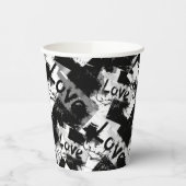 Zwart-wit met vlekken patroon van liefde papieren bekers (Links)