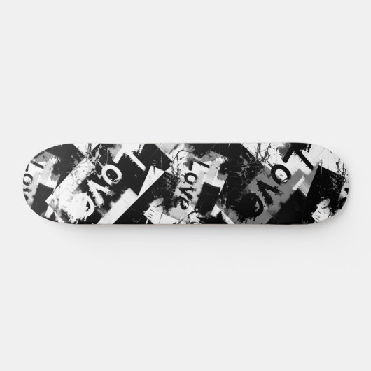 Zwart-wit met vlekken patroon van liefde persoonlijk skateboard (Horizontaal)