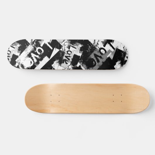 Zwart-wit met vlekken patroon van liefde persoonlijk skateboard (Horizontaal)