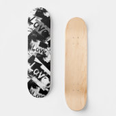 Zwart-wit met vlekken patroon van liefde persoonlijk skateboard (Voorkant)