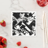 Zwart-wit met vlekken patroon van liefde servet (Insitu)