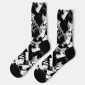 Zwart-wit met vlekken patroon van liefde sokken (Links)