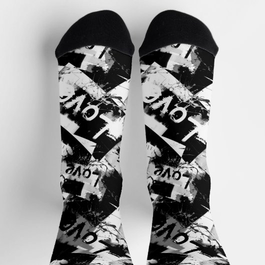 Zwart-wit met vlekken patroon van liefde sokken (Top)