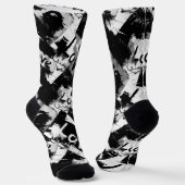 Zwart-wit met vlekken patroon van liefde sokken (Gebogen)