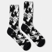Zwart-wit met vlekken patroon van liefde sokken (Rechts)