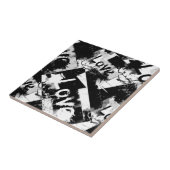 Zwart-wit met vlekken patroon van liefde tegeltje (Zijkant)