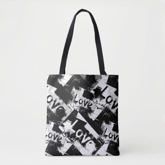 Zwart-wit met vlekken patroon van liefde tote bag (Voorkant)