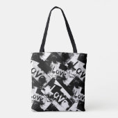 Zwart-wit met vlekken patroon van liefde tote bag (Achterkant)