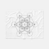 Zwart-wit Metatron's Cube Fleece Deken (Voorkant (Horizontaal))