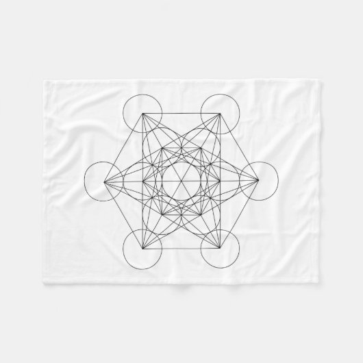 Zwart-wit Metatron's Cube Fleece Deken (Voorkant (Horizontaal))