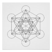Zwart-wit Metatron's Cube Perfect Poster (Voorkant)