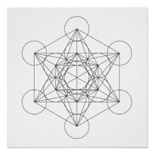 Zwart-wit Metatron's Cube Perfect Poster