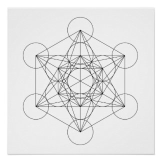 Zwart-wit Metatron's Cube Perfect Poster